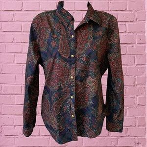3/$30 Chaps Paisley Plaid Button Up PXL